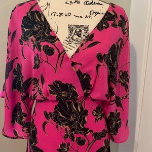 Back Cut-out Floral Midi Dress in Fuschia